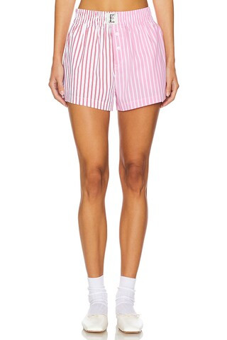 Eleven Eleven Duo Stripe Boxer Shorts in Pink & Red from Revolve.com | Revolve Clothing (Global)