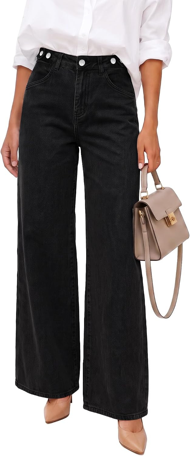GRAPENT Wide Leg Jeans for Women High Waisted Baggy Stretchy Denim Pants | Amazon (US)