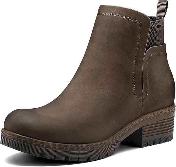 mysoft Women's Elastic Gore Lug Sole Chelsea Boots Slip On Platform Chunky Heel Ankle Booties | Amazon (US)