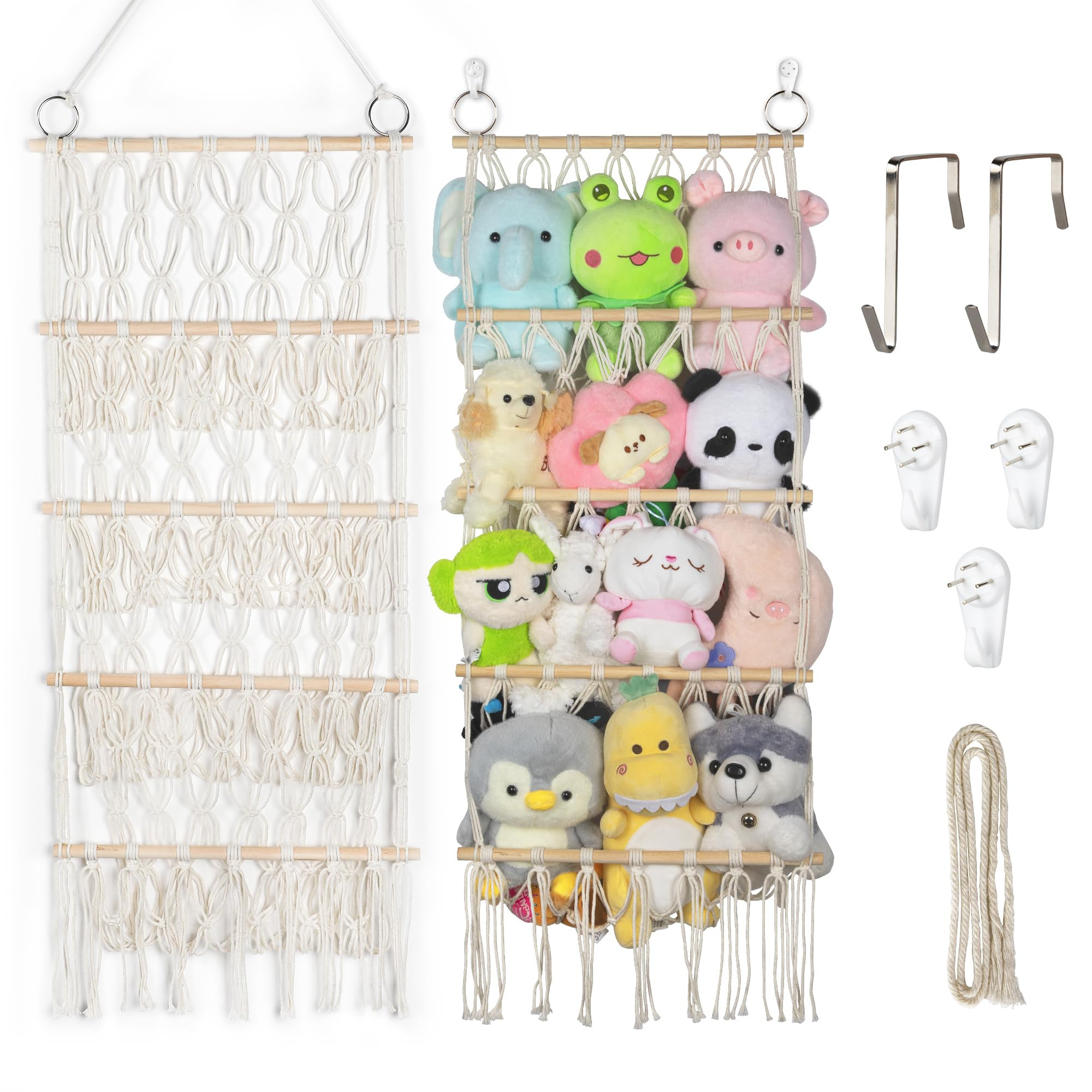 42cm Wide Over the Door Stuffed Animal Storage Hammock Corner Wall Hanging Storage Holder Boho Ma... | Amazon (US)