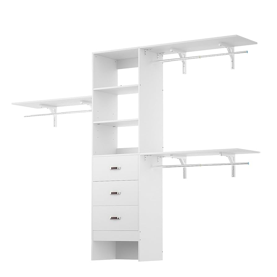 8FT Closet System, 96'' Closet Organizer System with 3 Hanging Rods, Wall Mount Bedroom Wardrobe ... | Amazon (US)