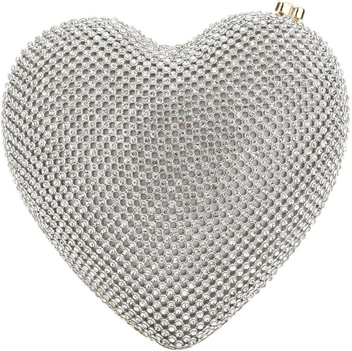 EROUGE Cute Heart Shape Clutch Purses Women Rhinestone Clutch Evening Bag | Amazon (US)