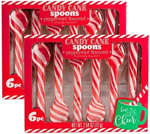 Candy Cane Peppermint Spoons – 1 doz – (2 packs of 6) | Edible Candy Cane Spoons | Candy Cane... | Amazon (US)