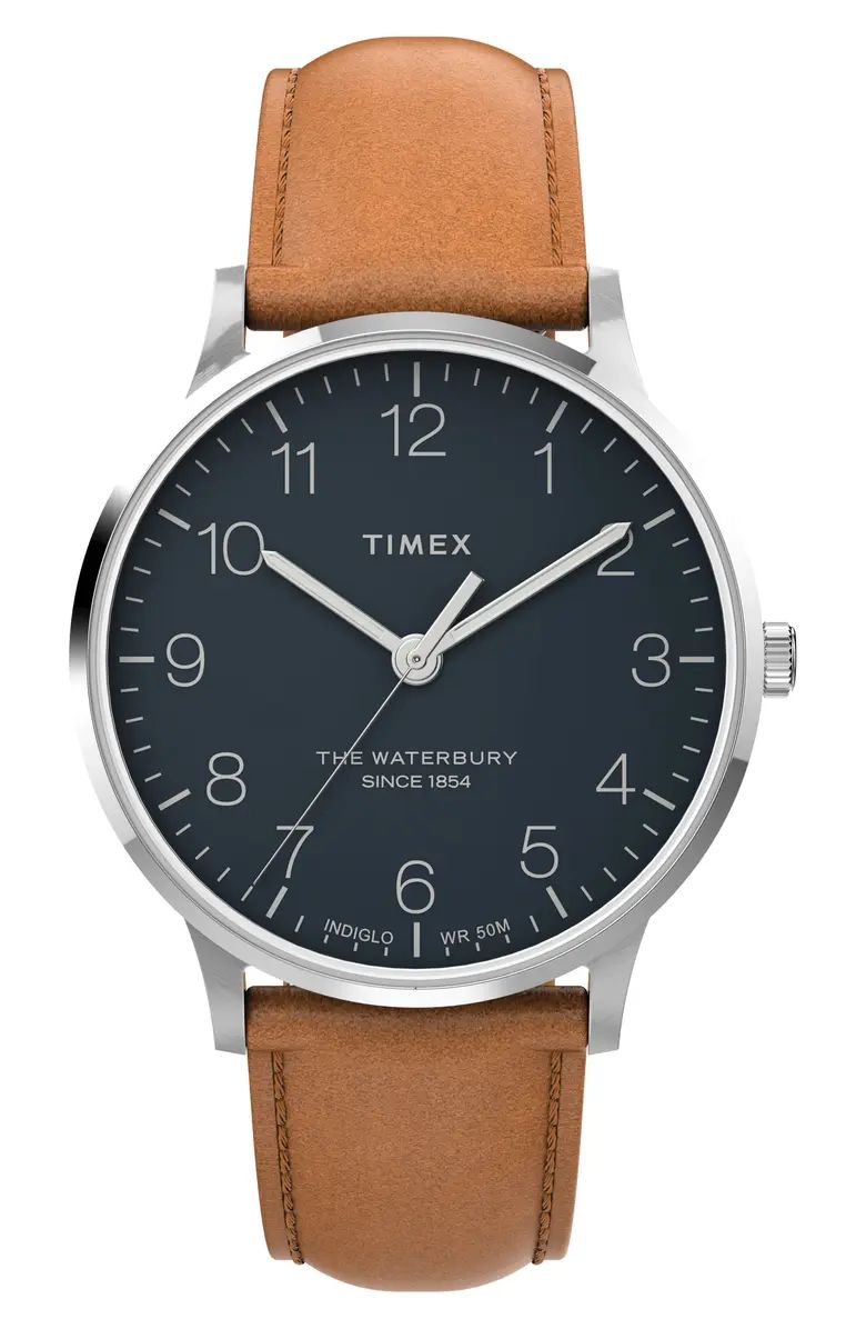 Timex® Waterbury Classic Leather Strap Watch, 40mm | Nordstrom | Nordstrom