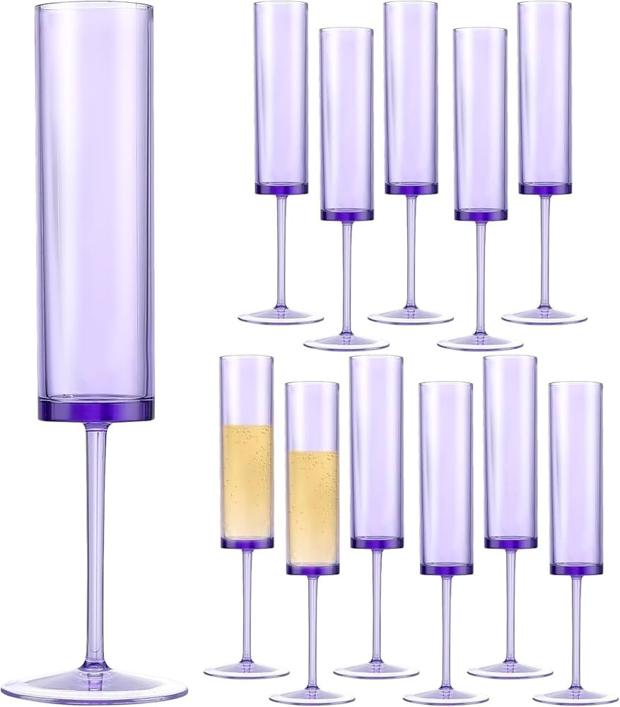Champagne Flutes 6 OZ Acrylic Square Champagne Glasses Stemmed Coupes Reusable Wedding Toasting G... | Amazon (US)