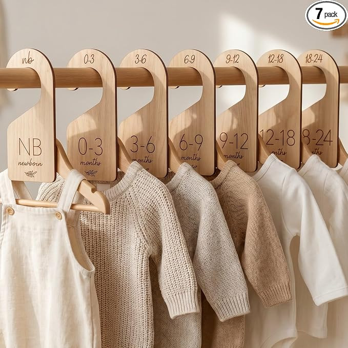 Beautiful Wooden Baby Closet Dividers Set of 7 - Double-Sided Organizer for Newborn to 24 Months ... | Amazon (US)