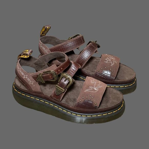 Dr. Martens Gryphon Gothic Americana Leather Platform Sandals Brown Sz. 11 NWOB | Poshmark