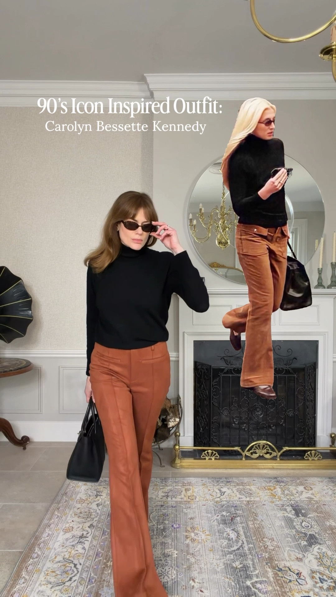 Carolyn Bessette Kennedy Outfit inspo 
Faux suede trousers 
Loafers 
Roll neck jumper 

#LTKuk #LTKstyletip