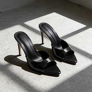 Amazon.com | XUNHGAXE Mules Pointed Open Toe High Heels for Women Slip on Heeled Sandals Summer C... | Amazon (US)