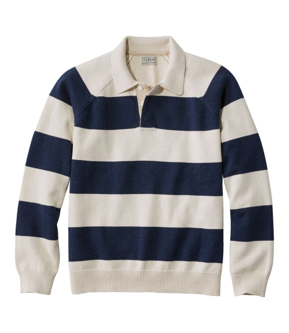 Men's Wicked Soft Cotton/Cashmere Sweater, Rugby Polo, Stripe | Sweaters at L.L.Bean | L.L. Bean