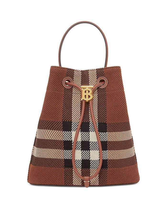 Small TB Knit Check & Leather Bucket Bag | Bloomingdale's (US)