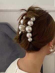 1pc Women Faux Pearl Decor Fashionable Hair Claw Clips Hair Jaw Clips, White Pearl Design Fashion Hair Accessories For Women Wedding Or Daily Hair Decorative For Thick Or Thin Hairs Elegant | SHEIN