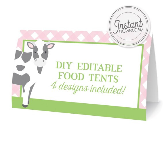 Pink Farm and Barn Animal Party - Food Labels - Printable DIY with fully editable text | Etsy (US)