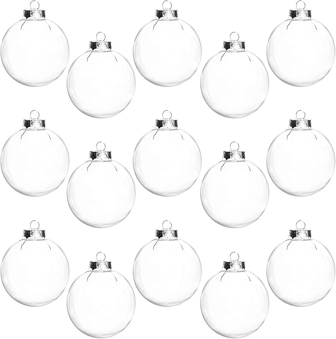 15 Pcs DIY Clear Plastic Fillable Balls Ornament, 2.36Inch Transparent Ornaments Shatterproof Chr... | Amazon (US)