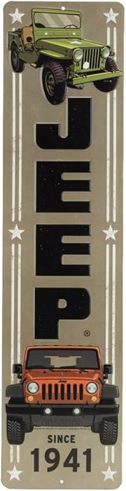 Jeep Vertical Embossed Metal Sign - Vintage Jeep Sign for Garage or Man Cave | Amazon (US)