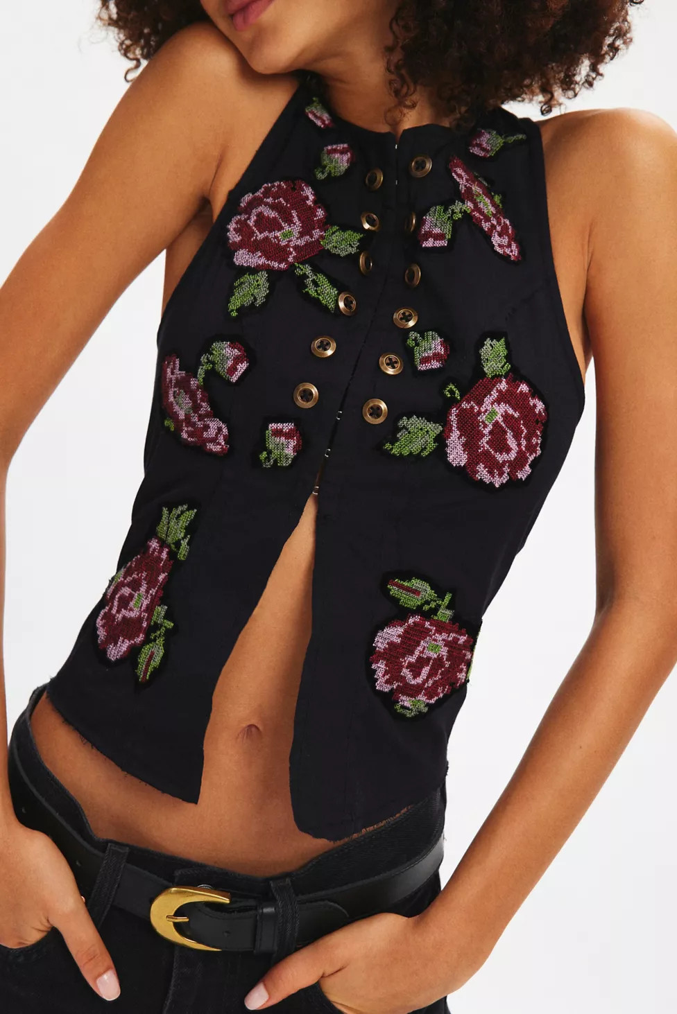 Kimchi Blue Love Letter Floral Embroidered Vest Top | Urban Outfitters (US and RoW)