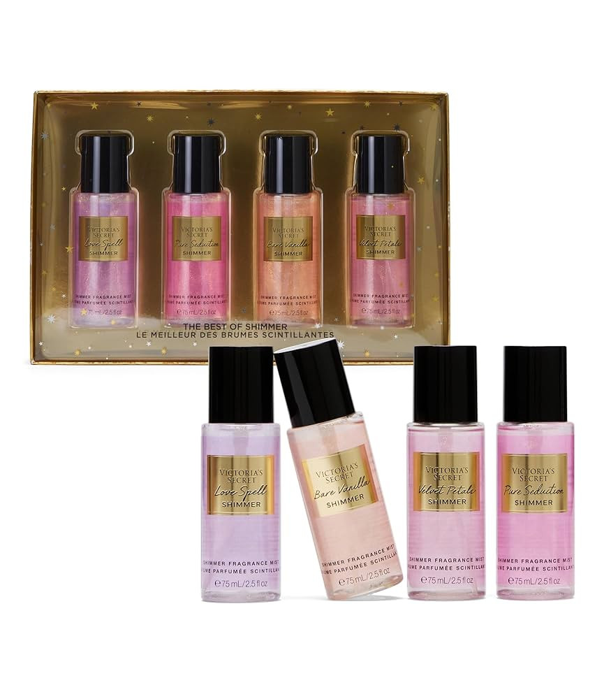 Victoria's Secret Fragrance Mist Collection 4 Piece Shimmer Mini Gift Set, Assorted Scents | Amazon (US)