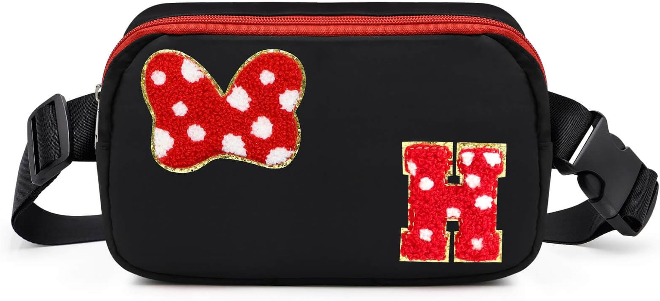 Chenille Initial Letter Bow Mouse Fanny Pack, Waterproof Park Crossbody Bag Christmas Birthday Gi... | Amazon (US)
