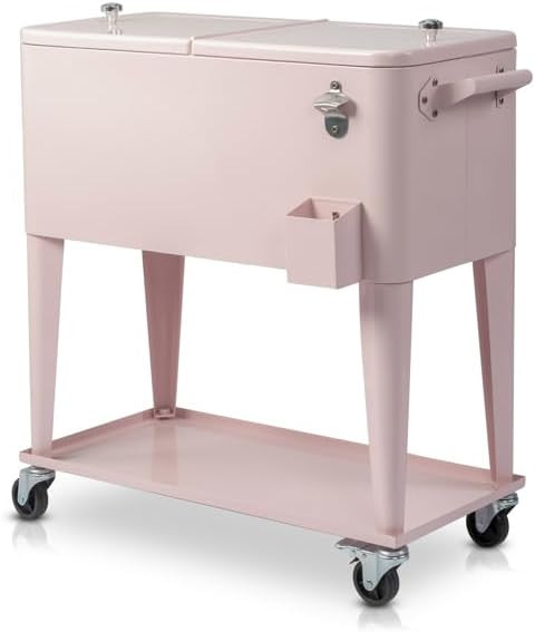 Rolling Ice Chest, Portable Patio Party Bar Drink Cooler Cart, Rolling Cooler Ice Chest, Keeps Dr... | Amazon (US)