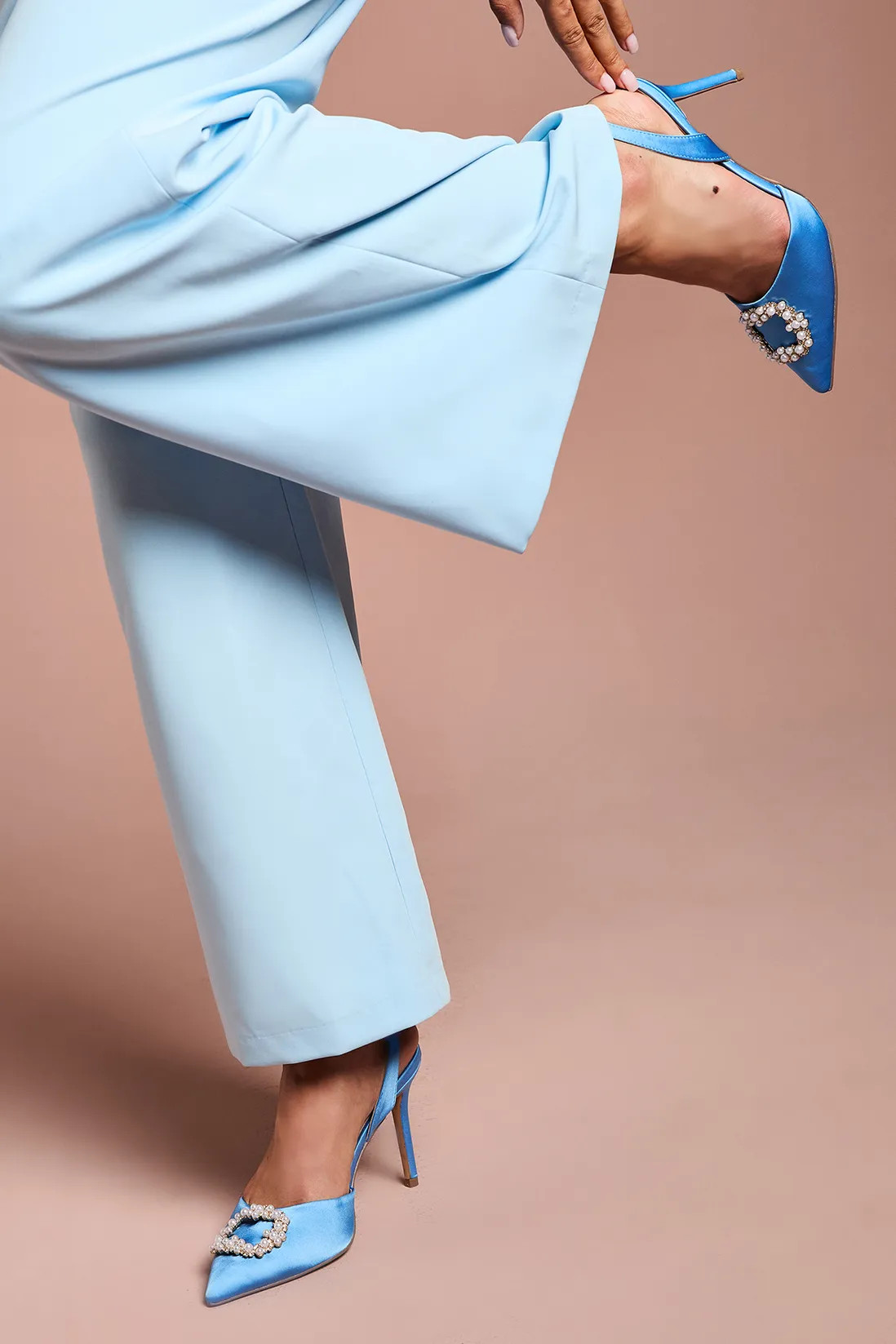 Selene Satin Pearl Trim Slingback High Heel Court Shoes | Boohoo.com (UK & IE)