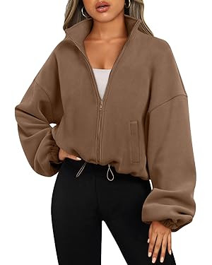 AUTOMET Womens Zip Up Hoodies Oversized Sweatshirts Long Sleeve Crop Sherpa Fall Outfits Fashion ... | Amazon (US)