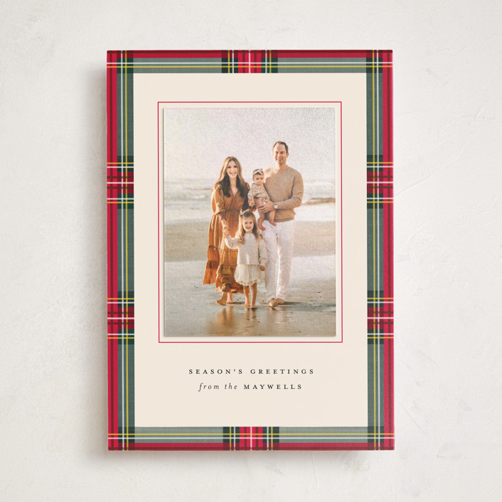 "Highland Holiday" - Customizable Holiday Photo Mount Cards in Red by Olivia Kanaley Inman. | Minted
