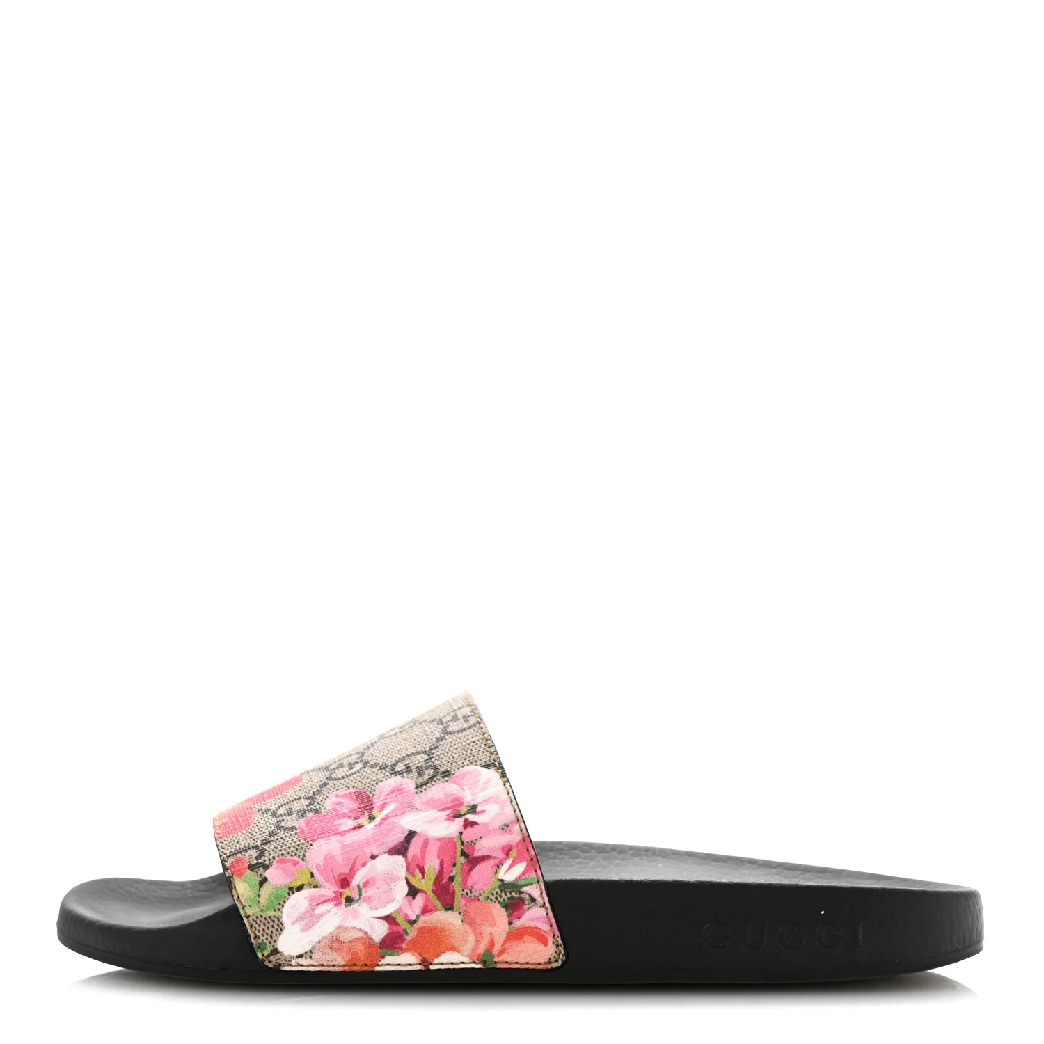 GG Supreme Monogram Blooms Slide Sandals 37 Beige Multicolor | FASHIONPHILE (US)