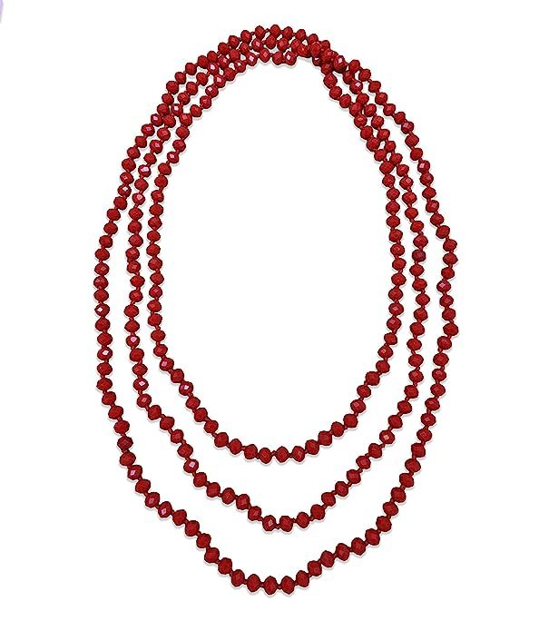 MGR MY GEMS ROCK! 80-inch 8MM Endless Infinity Beaded Long OR 4-Layer Multi Strand Statement Crys... | Amazon (US)