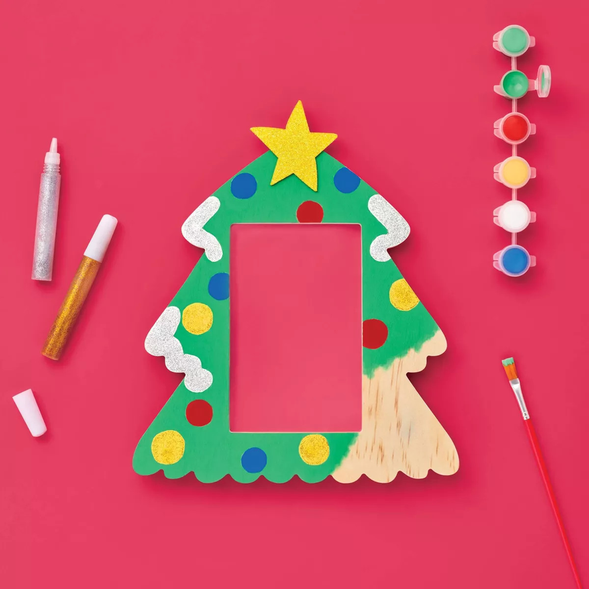 Christmas Craft Paint-Your-Own Wood Tree Frame Kit - Mondo Llama™ | Target