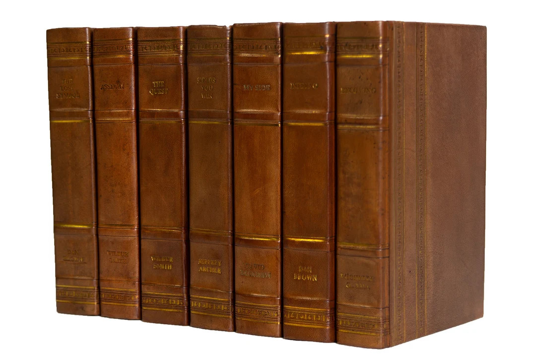 Medium Brown Leather Books Choose Your Colors Office - Etsy | Etsy (US)