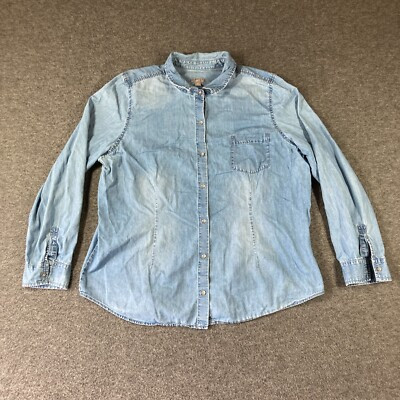 J. Jill Denim Jean Blue Button Up Shirt Womens Size XL Extra Large Long Sleeve | eBay US