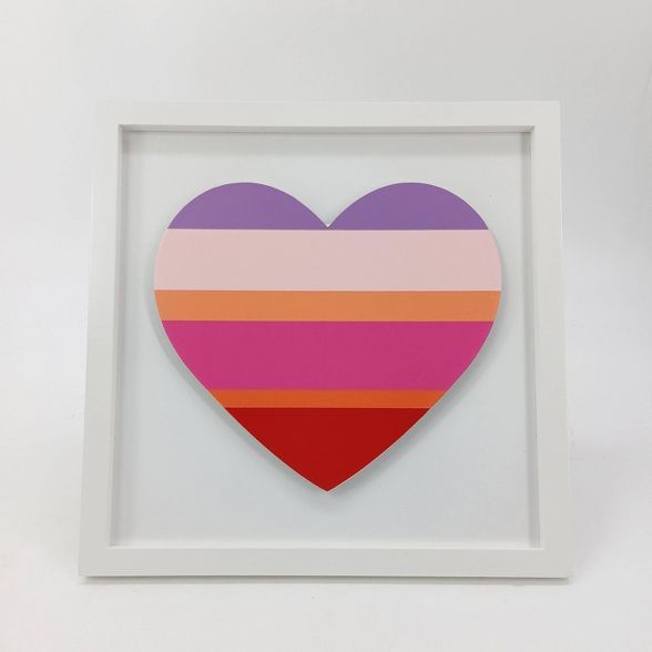 Standing Stripe Heart Valentine&#39;s Day Sign White/Pink/Orange - Spritz&#8482; | Target