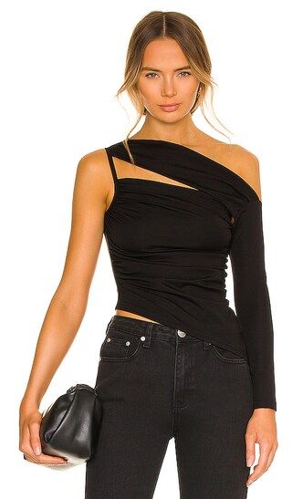 Pixie Asymmetrical Top in Black | Revolve Clothing (Global)