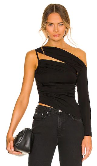 Pixie Asymmetrical Top in Black | Revolve Clothing (Global)