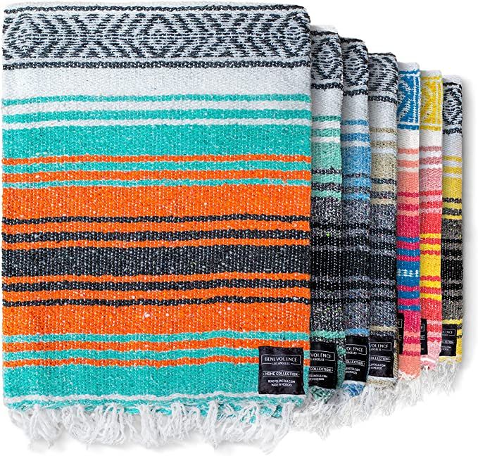 Authentic Mexican Blanket - Beach Blanket, Handwoven Serape Blanket, Perfect as Beach Blankets, P... | Amazon (US)