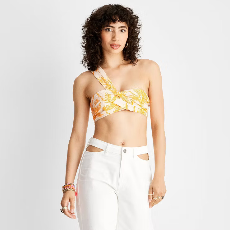 Women's One Shoulder Bralette Top - Future Collective™ with Alani Noelle Orange | Target