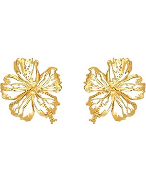 Amazon.com: Oscar de la Renta, Openwork Hibiscus Earrings, Large, Gold : Amazon Luxury | Amazon (US)