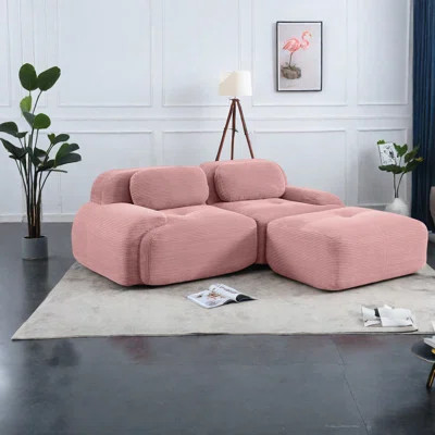 Modern Modular Sofas, Pink Corduroy, Ergonomic Curved Design For Living Room | Wayfair North America