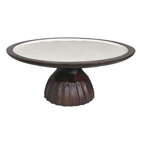 White Enamel Wood Cake Stand, 12" | At Home