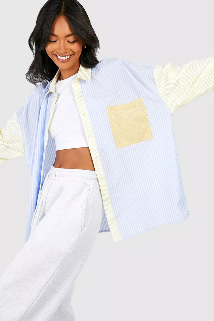 Stripe Color Block Shirt | boohoo (US & Canada)