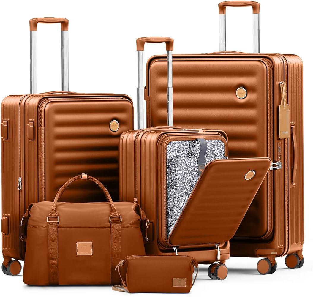 Joyway Luggage Sets 5 Piece with Front Pocket, Expandable Top Opening Suitcase Set, PC Hardside C... | Amazon (US)