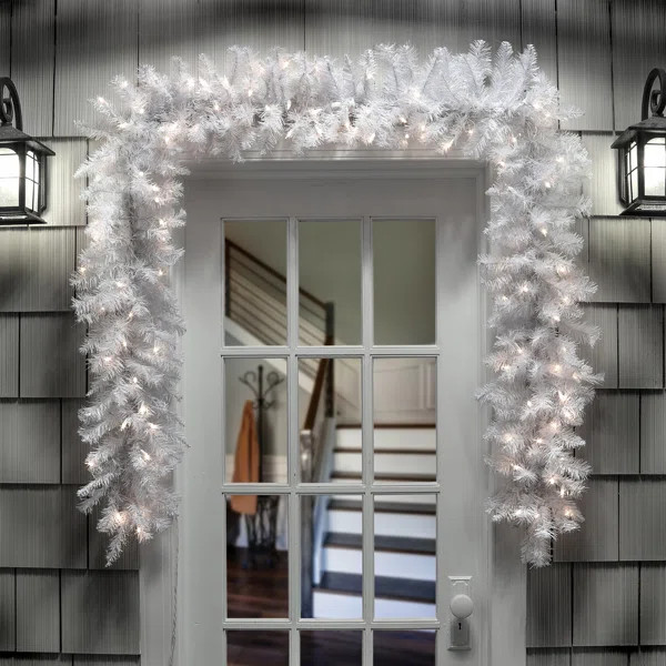 9' Pre-Lit Garland with 100 Clear/White Lights | Wayfair North America