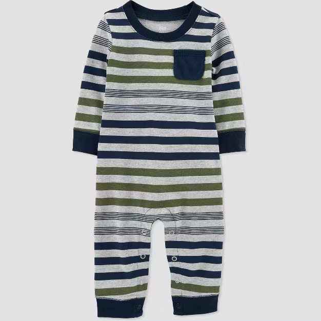 Baby Boys' Striped Romper - Just One You® made by carter's Navy/Olive | Target