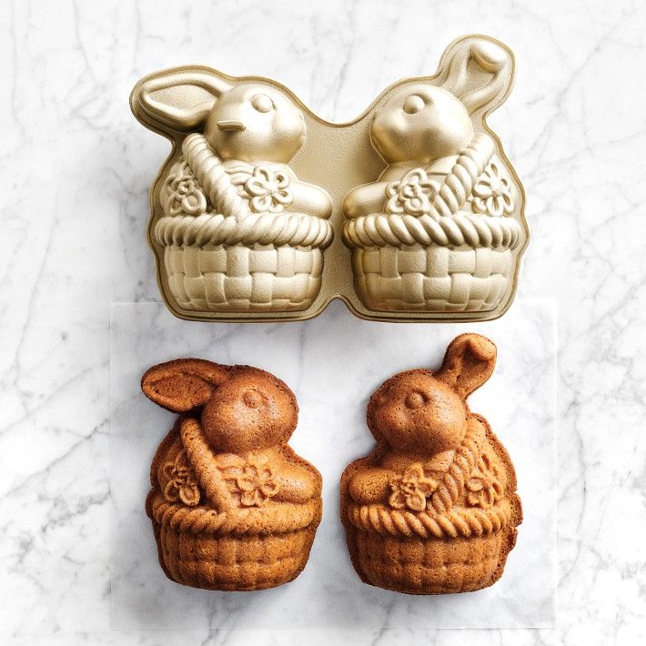 Nordic Ware Nonstick Cast Aluminum Easter Bunny in Basket Pan | Williams-Sonoma