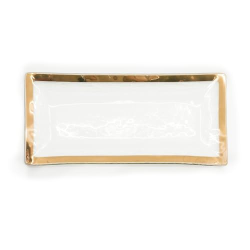 Annieglass Roman Antique 13.5 x 6 Inch Appetizer Tray with 24k Gold, Timeless Glass Tableware for All Occasions, Made in The USA | Amazon (US)