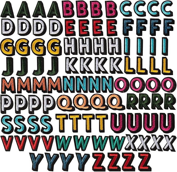 Iron On Letters Patches for Jackets, Denim, Fabric Crafts, 4 Sets of 26 Alphabet (1 in small, 104... | Amazon (US)