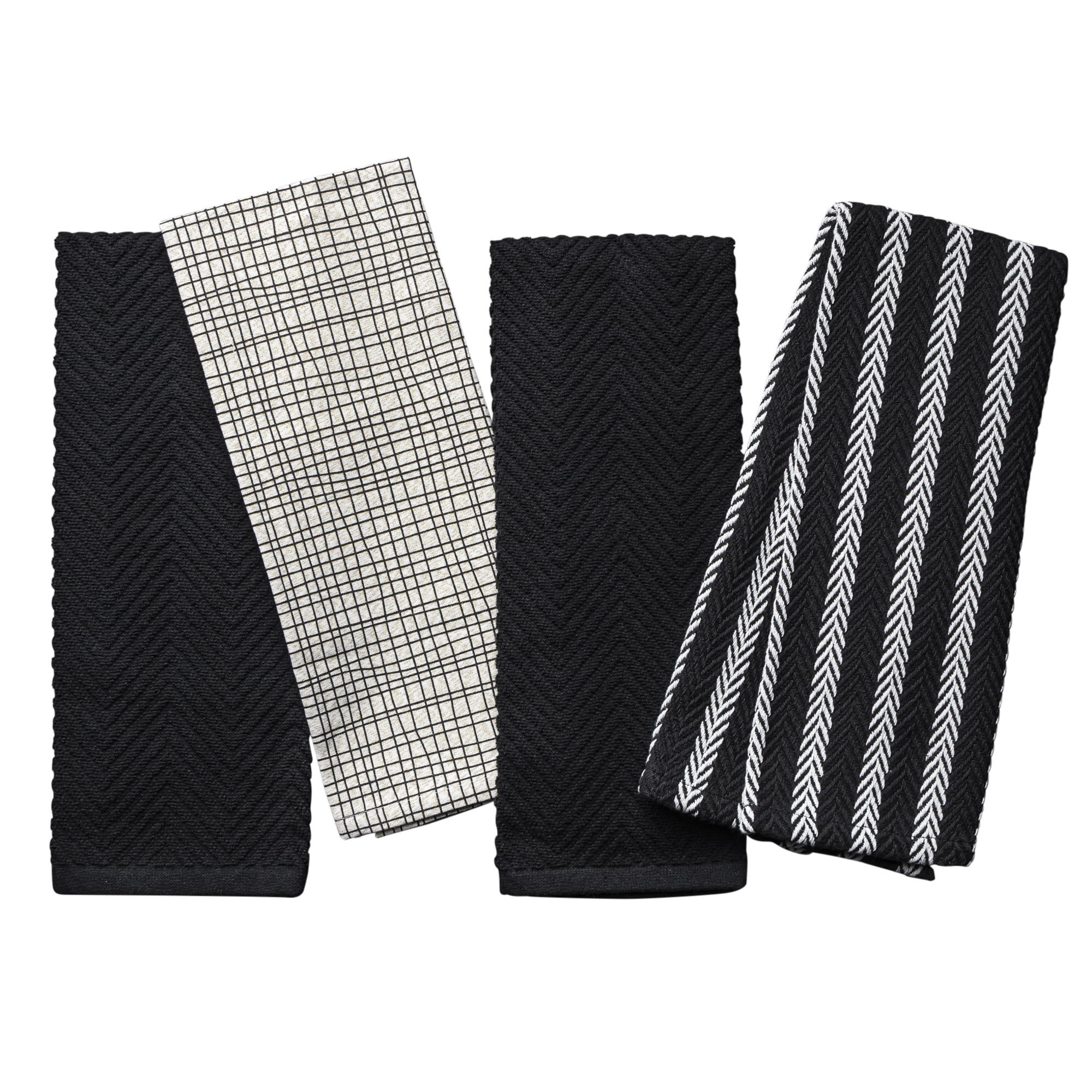 Thyme & Table Kitchen Towels, Black and Gold Crosshatch, 4 Pack Set - Walmart.com | Walmart (US)