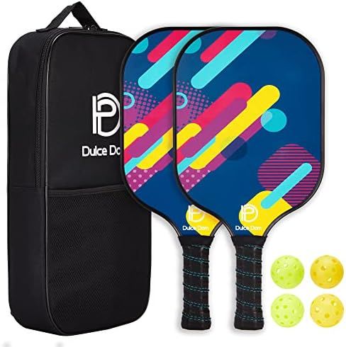 DULCE DOM Pickle Ball Raquette Set of 2, Graphite Pickleball Paddles with 2 Indoor & 2 Outdoor Balls | Amazon (US)