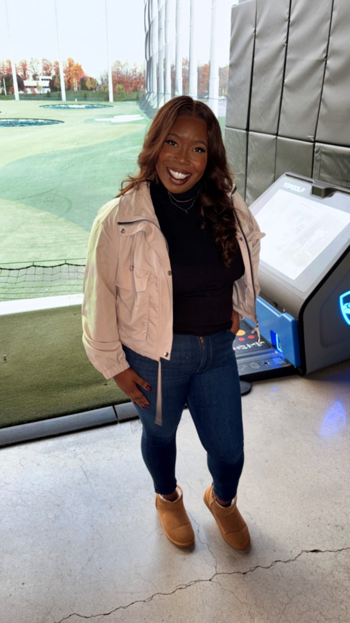 Casual neutral outfit for everyday wear. Lightweight jacket layered over a black top with dark denim and comfortable boots. Easy to recreate and great for running around.

#LTKmomlife #LTKPetite #LTKSeasonal