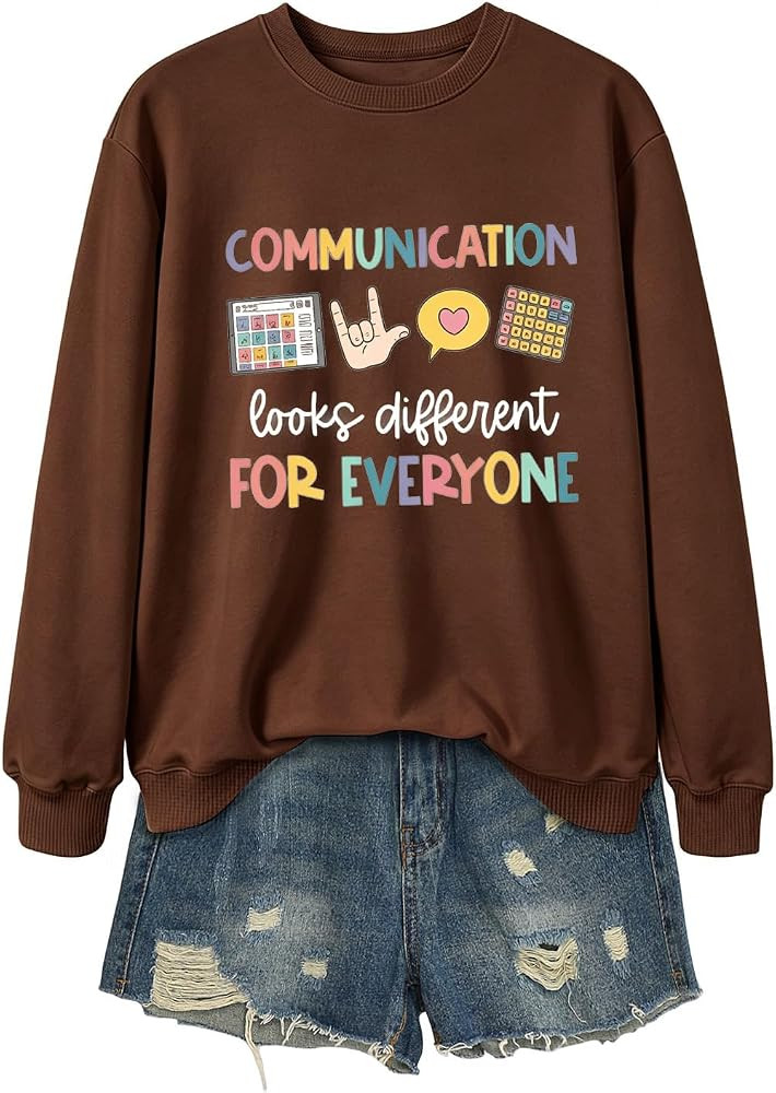 Teacher Sweatshirts Women Communication Looks Different for Everyone Shirt Crewneck Graphic Pullo... | Amazon (US)